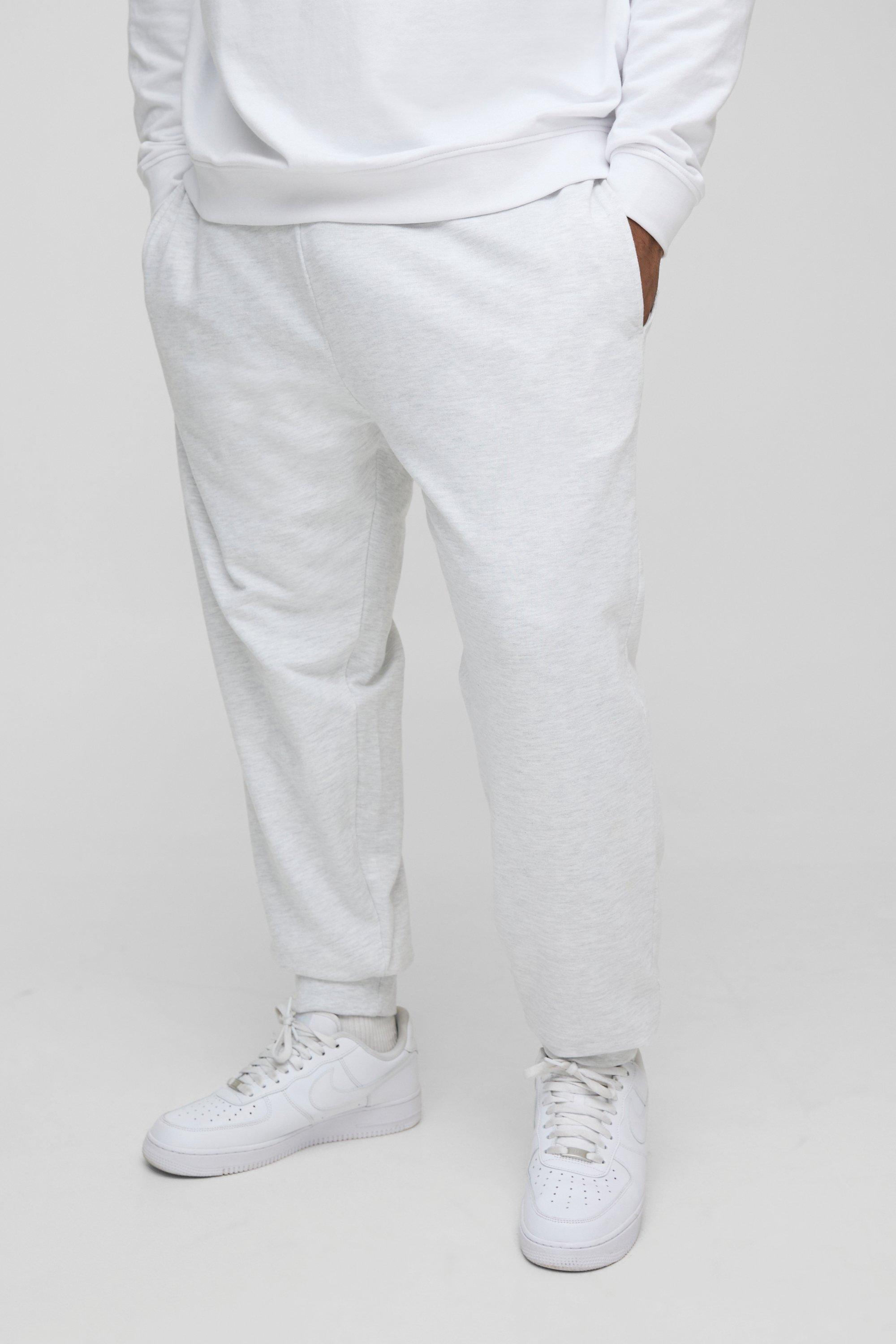 Mens Grey Plus 260GSM Loopback Regular Fit Basic Joggers, Grey